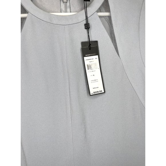 BCBG ALYCIA Cocktail Dress Sheer Cut Out Mini Smoke Gray NWT 6 - Picture 7 of 11